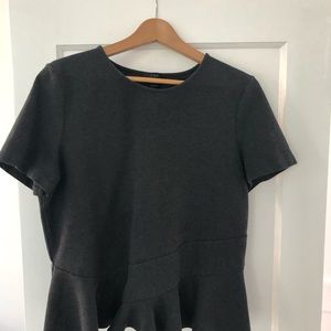 Charcoal gray J Crew peplum top